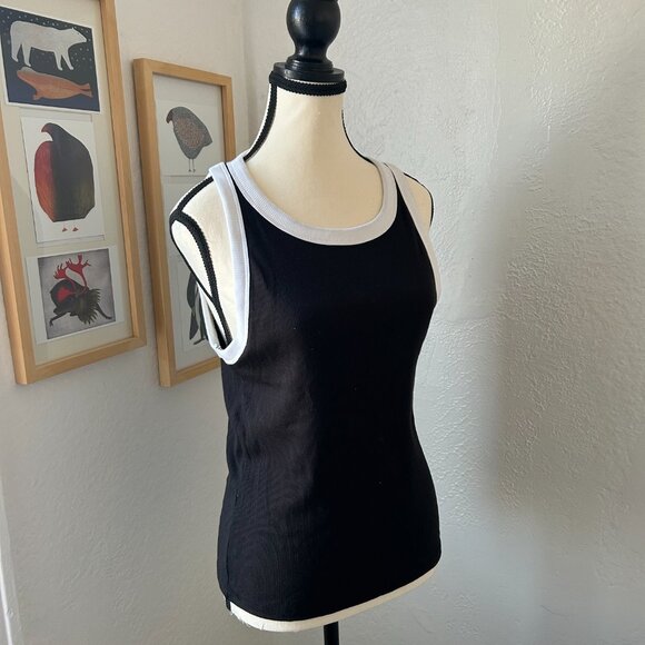 NWT Joe Fresh Tank Top Black with White Trim Women Size Large - Picture 1 of 6